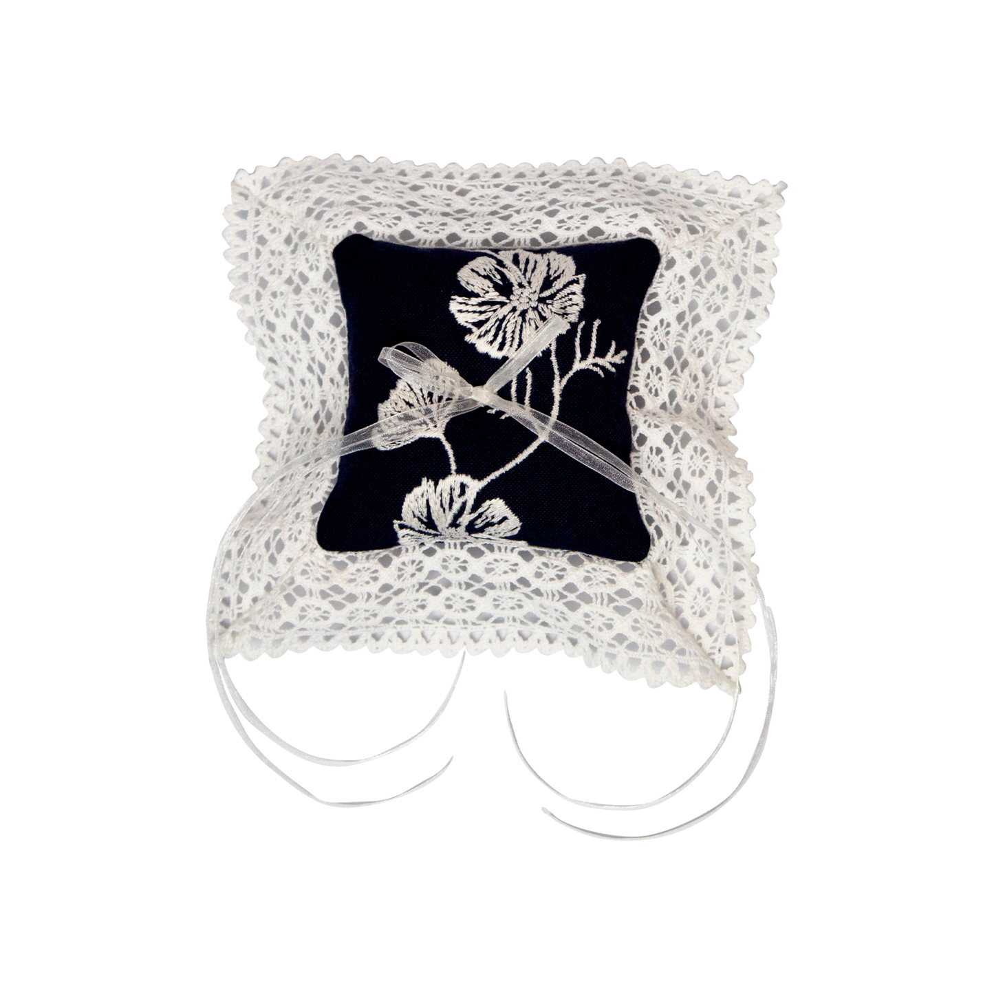 Cosmo Lace Pillow in Navy