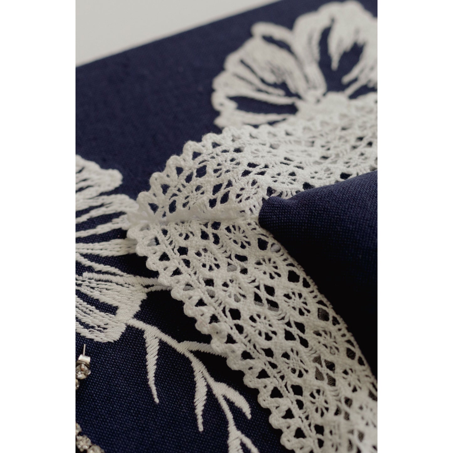 Cosmo Lace Pillow in Navy