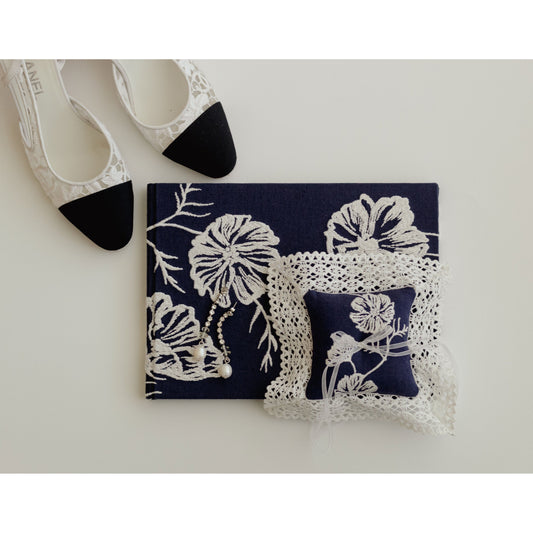 Cosmo Lace Pillow in Navy