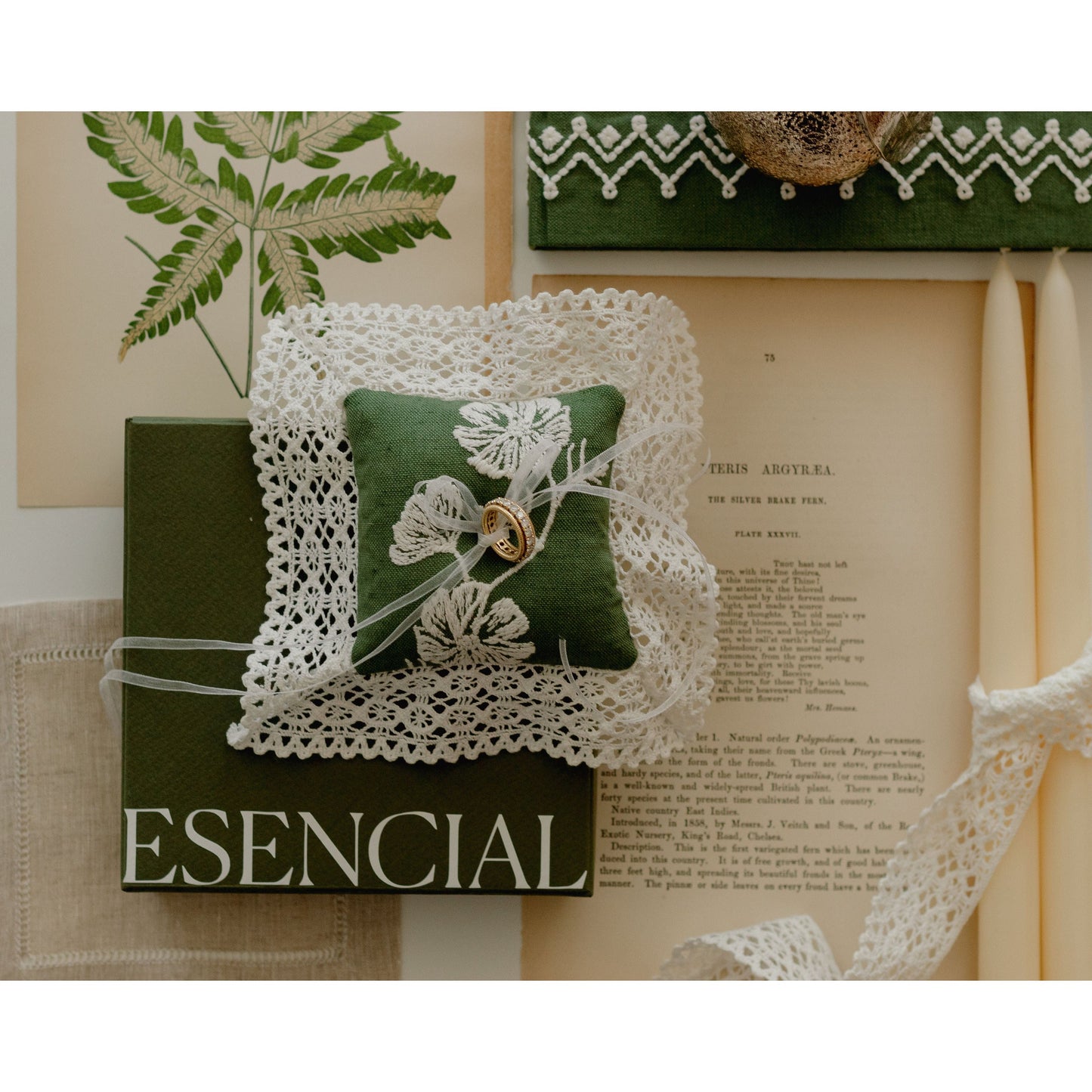 Cosmo Lace Pillow in Olive