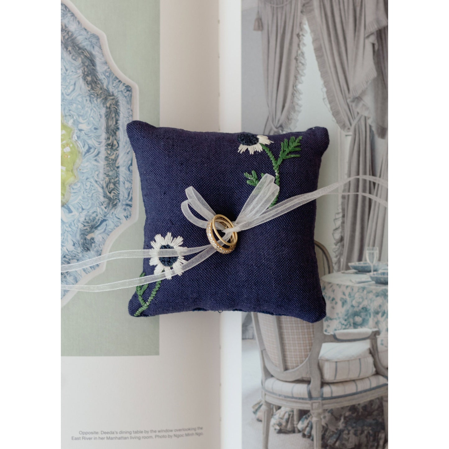 Manzanilla Navy Ring Pillow