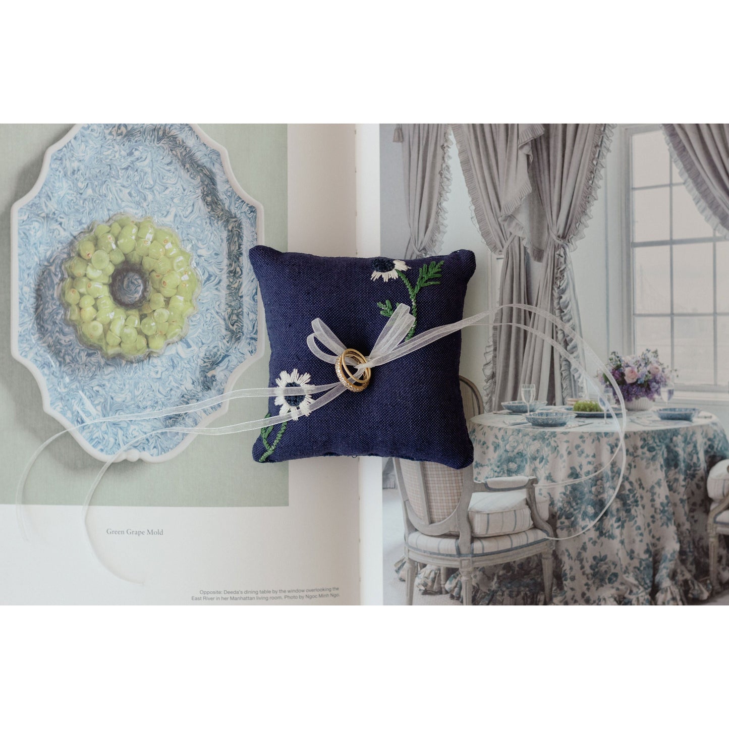 Manzanilla Navy Ring Pillow