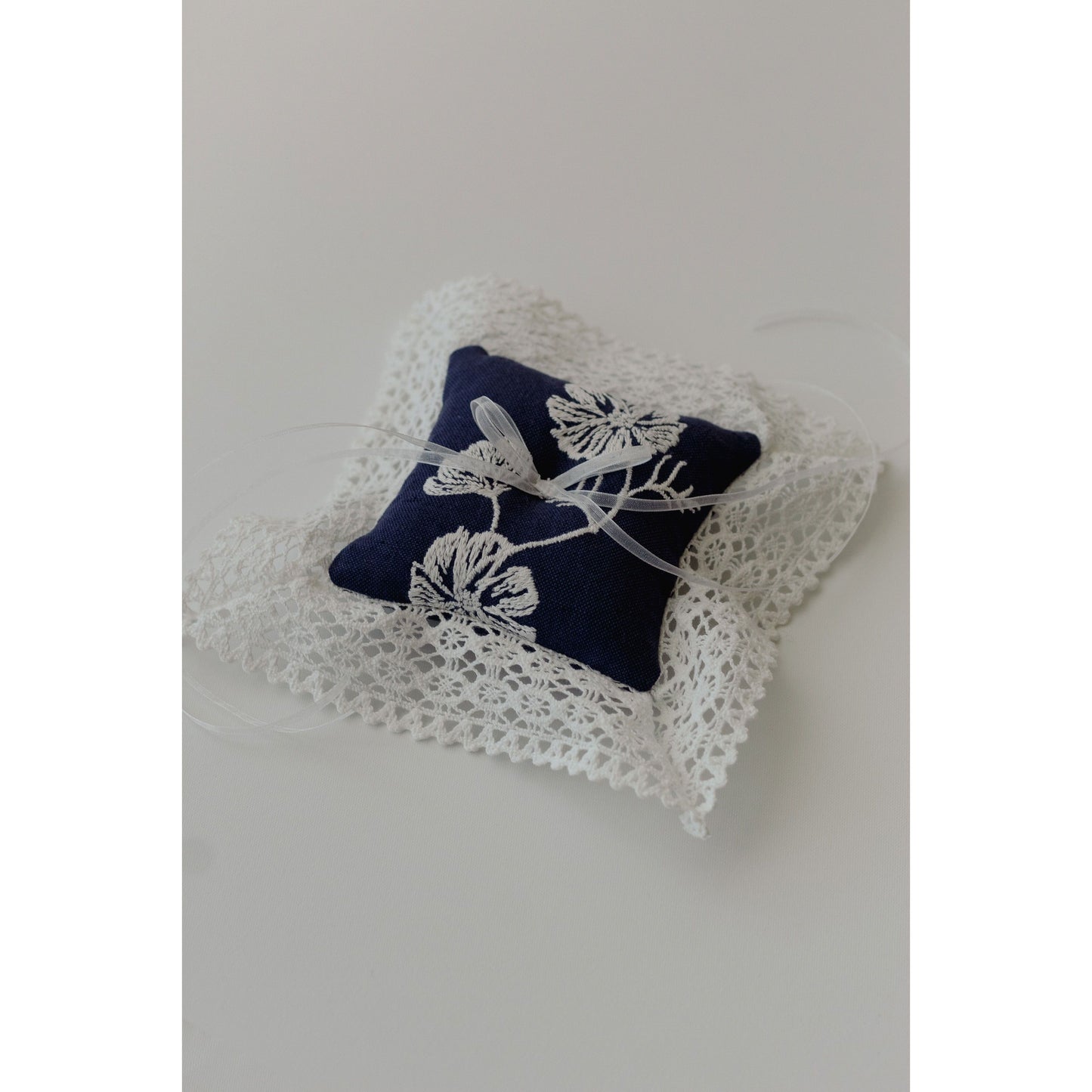 Cosmo Lace Pillow in Navy
