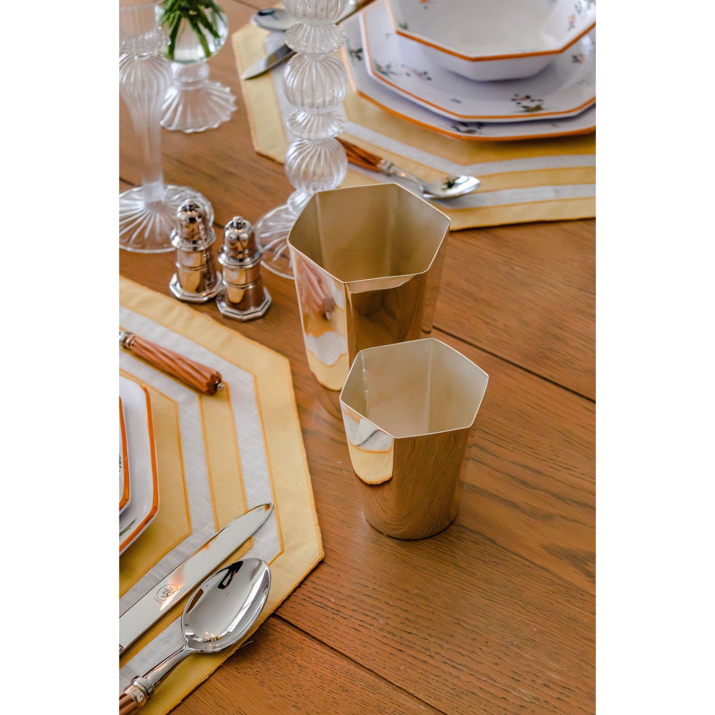 Hexagon Silver-Plated Tall Tumbler