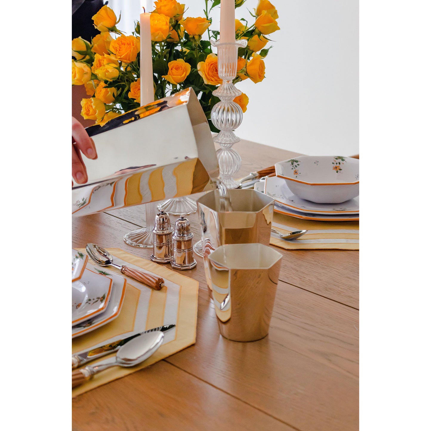 Hexagon Silver-Plated Tall Tumbler