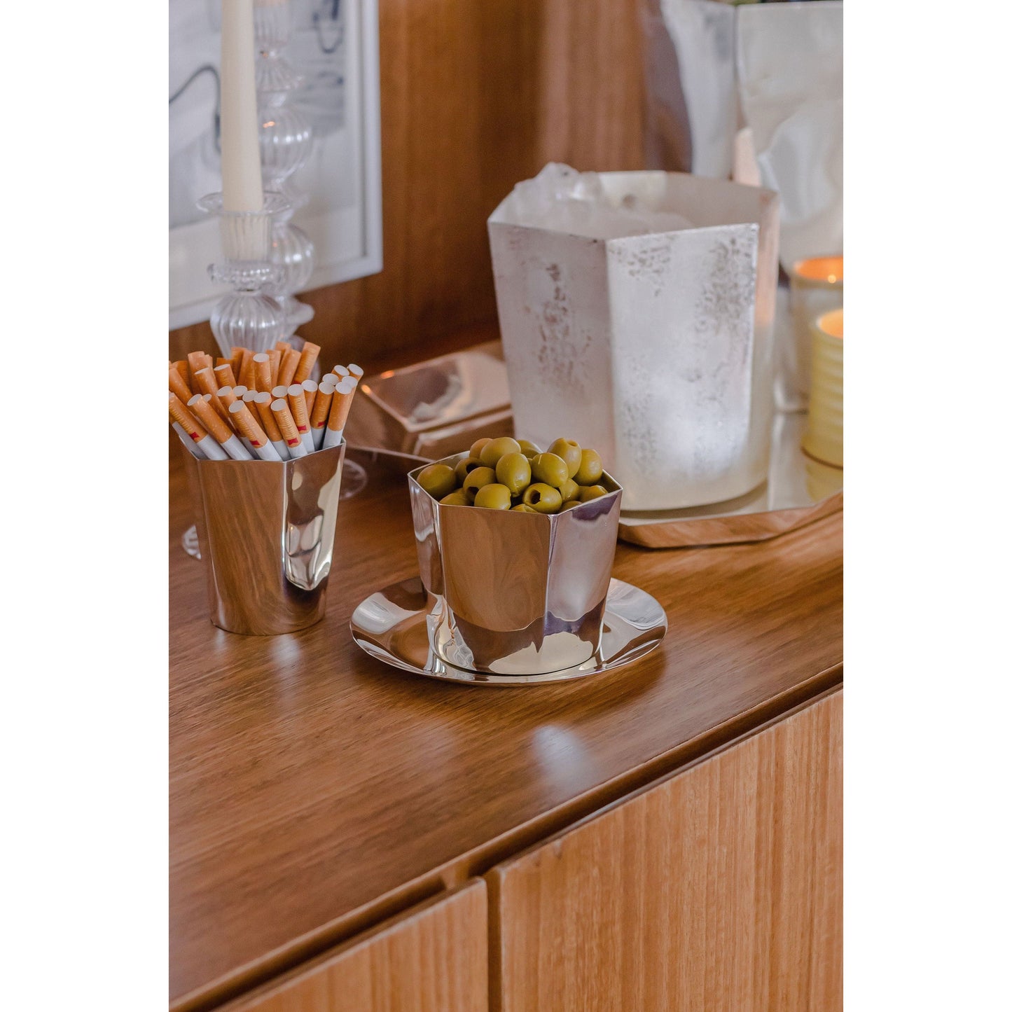 Hexagon Silver-Plated Ice Bucket