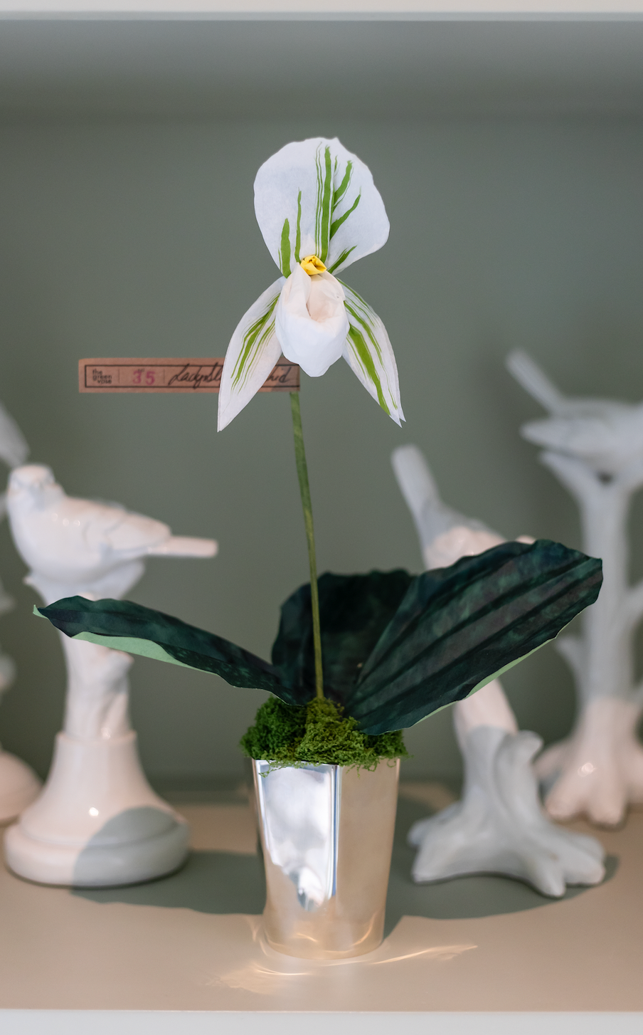 Paper Lady Slipper in White by The Green Vase