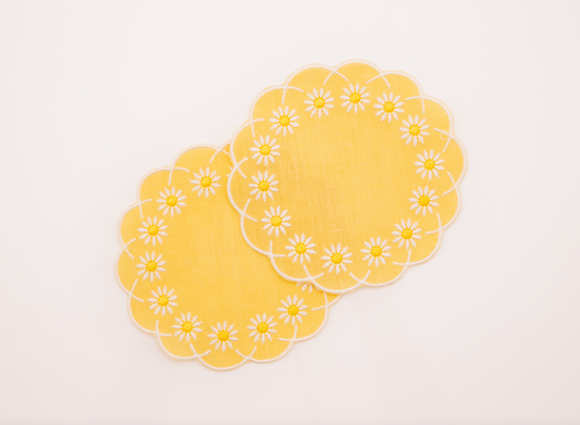 Daisy Coaster in Yellow, Set of 4