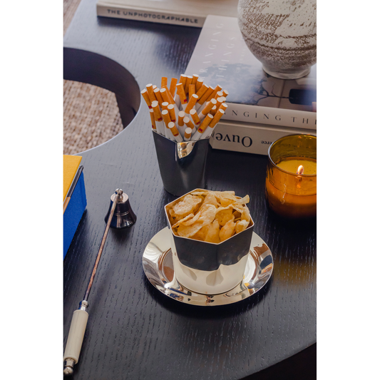 Hexagon Silver-Plated Nut Bowl & Saucer