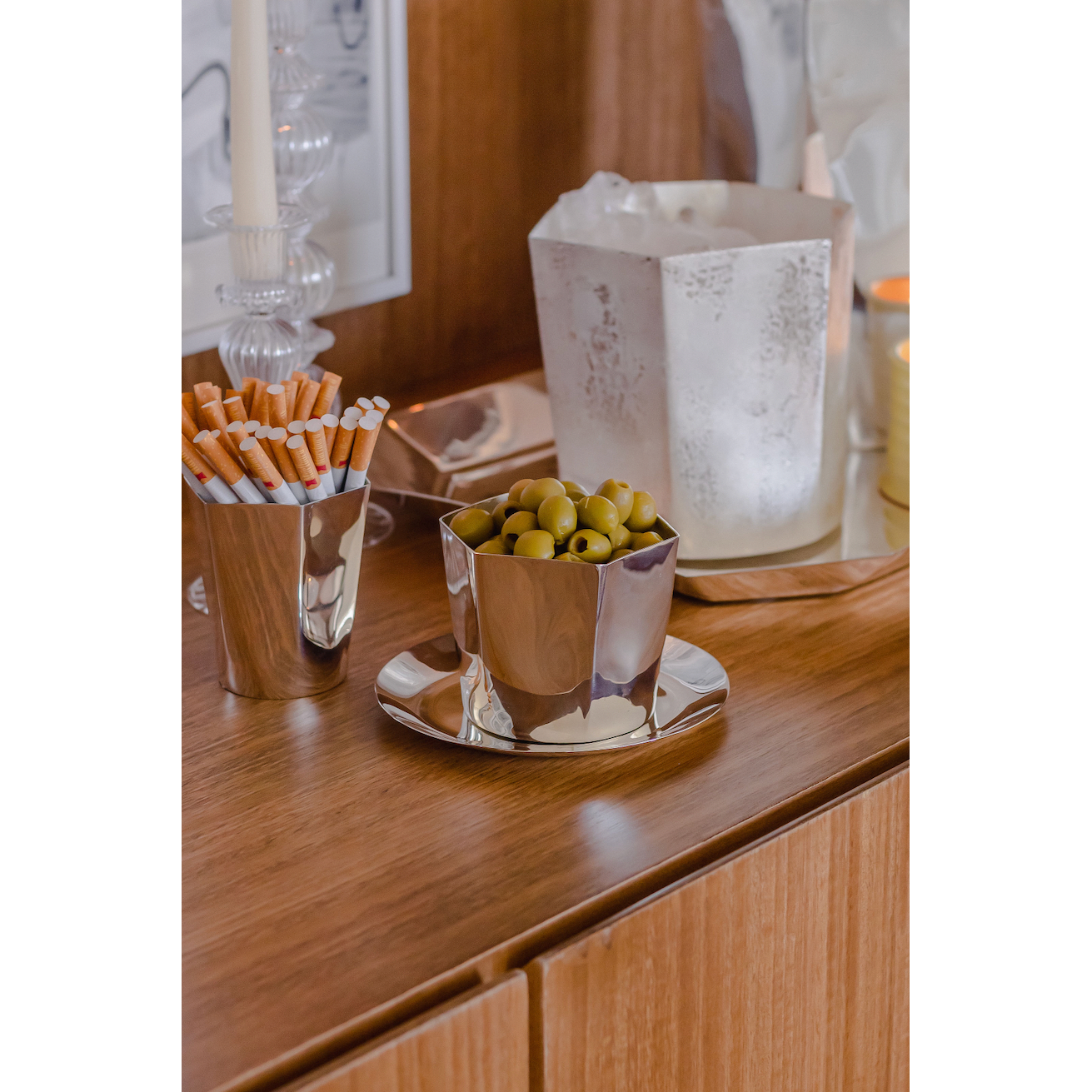 Hexagon Silver-Plated Ice Bucket