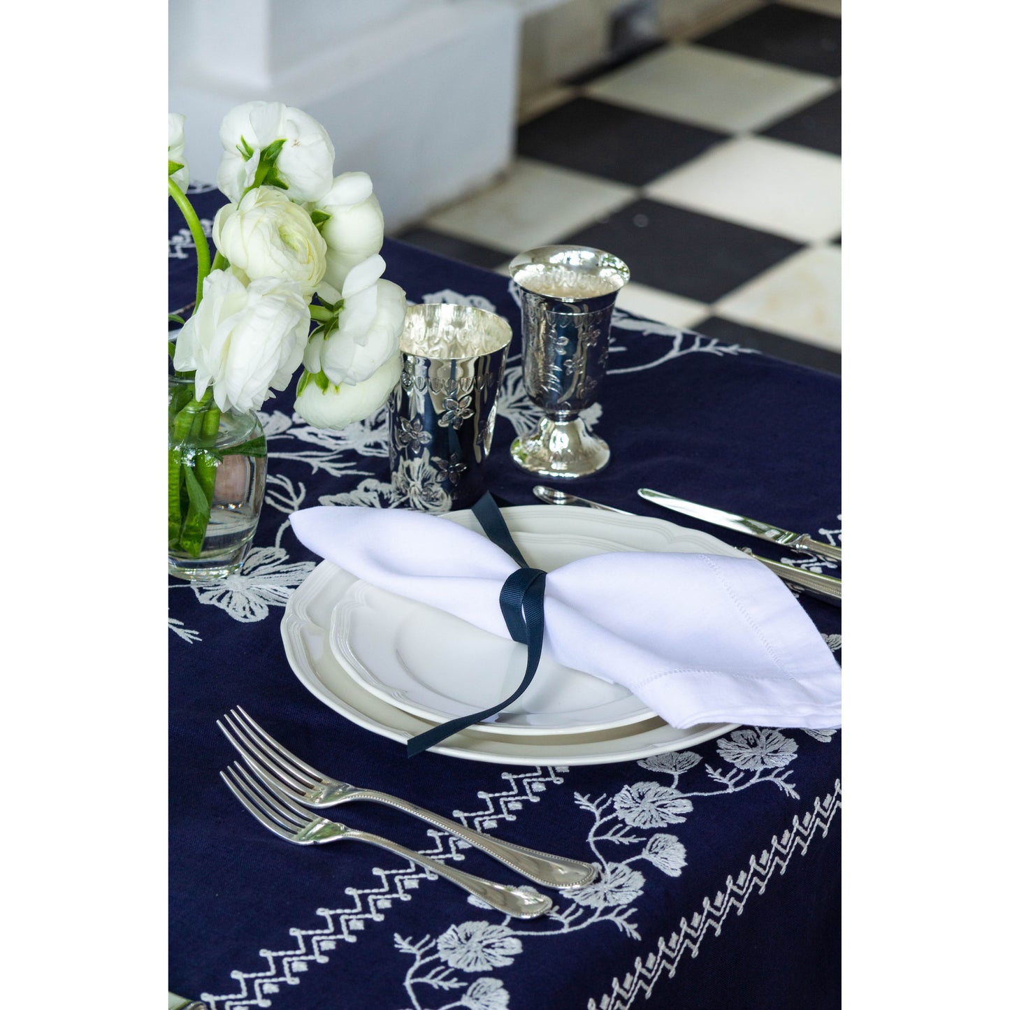 Cosmo Navy Rectangular Tablecloth