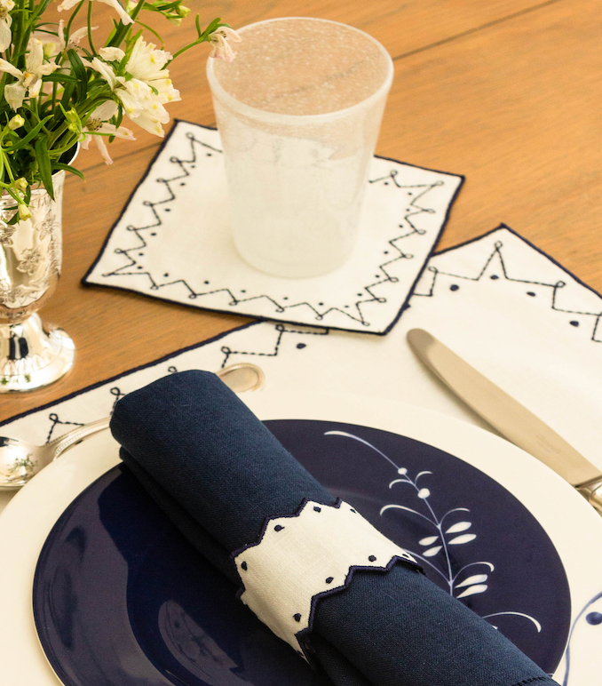 Set of 4 Cosmic Cocktail Napkins in Navy