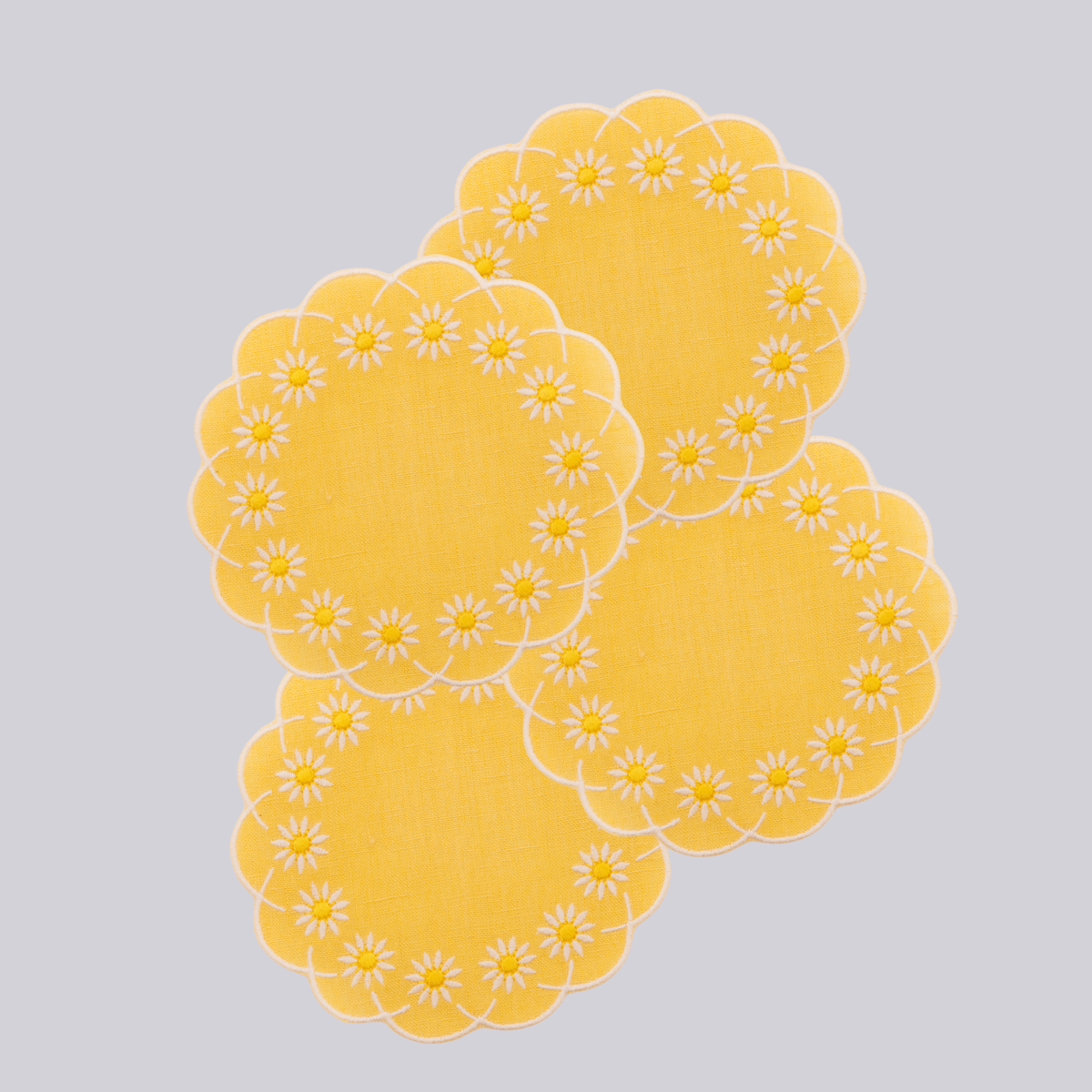 Daisy Coaster in Yellow, Set of 4