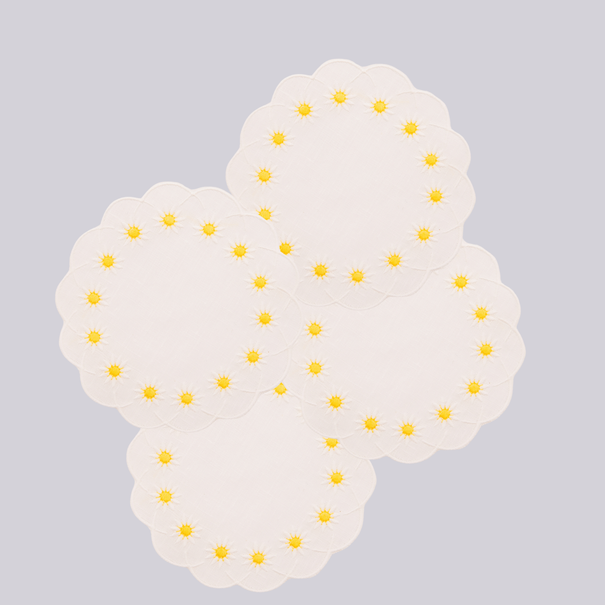 Daisy Coaster in White, Set of 4