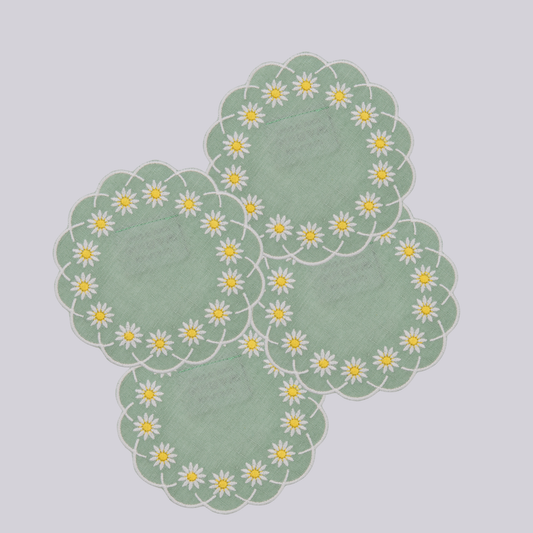 Daisy Coaster in Celadon, Set of 4