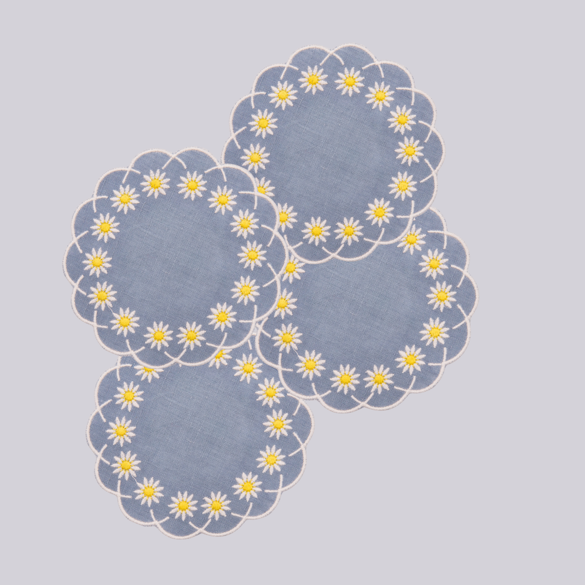 Daisy Coaster in Blue, Set of 4