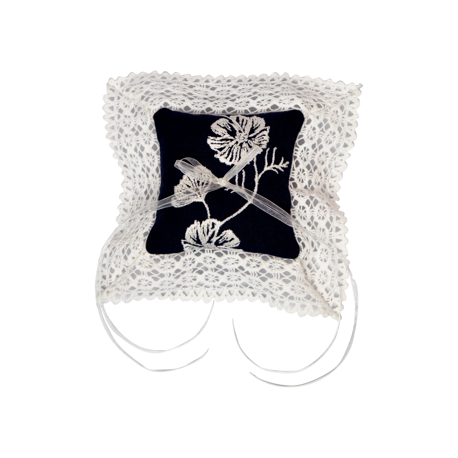 Cosmo Lace Pillow in Navy