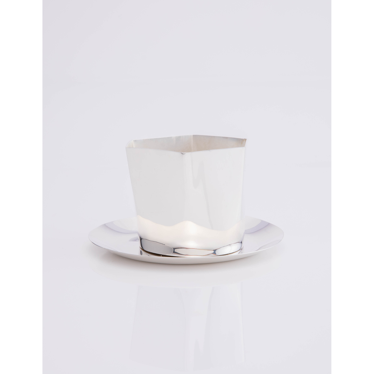 Hexagon Silver-Plated Nut Bowl & Saucer