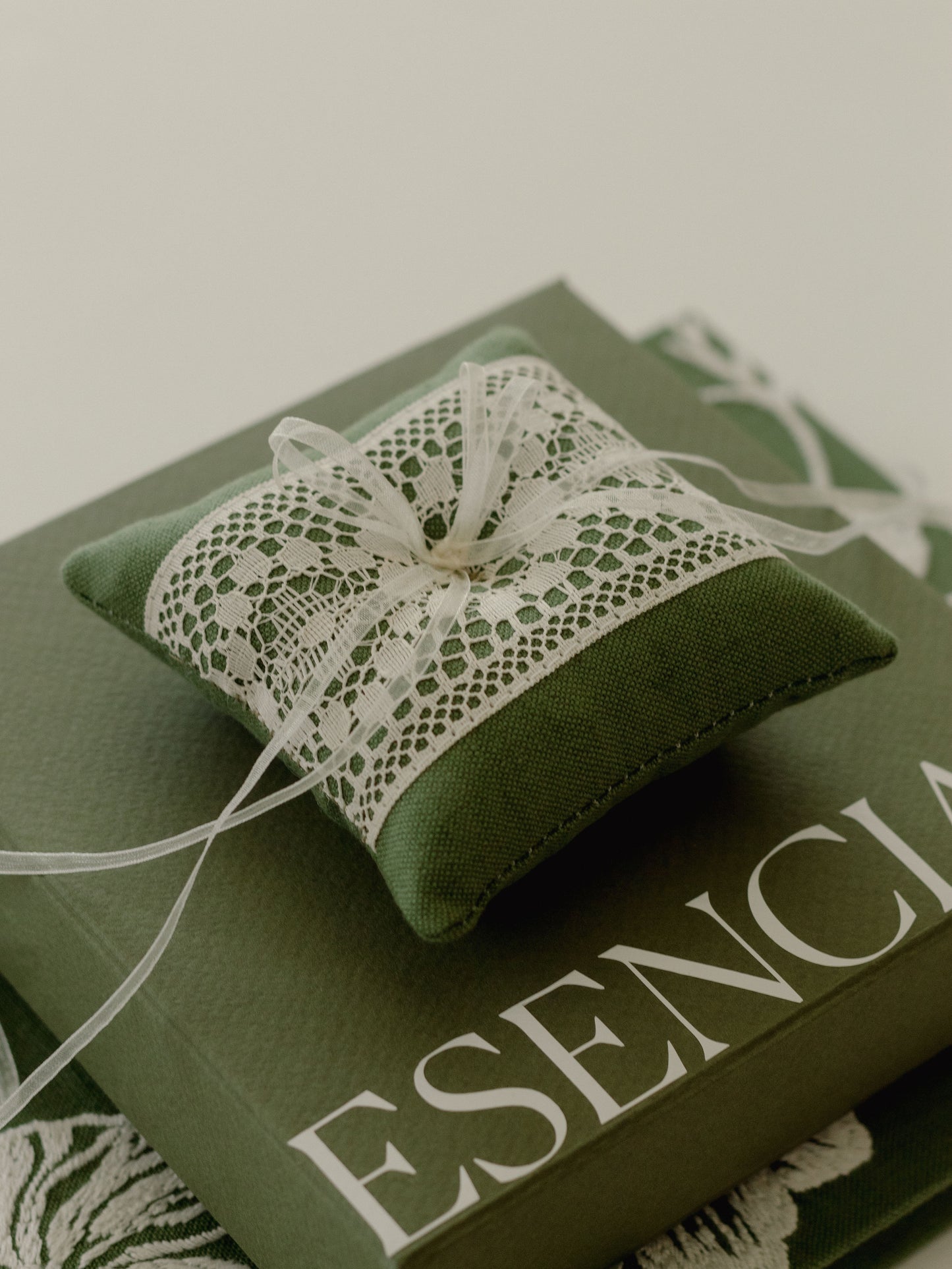 Olive Lace Ring Pillow