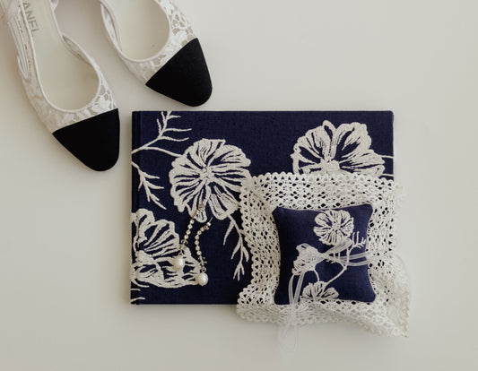 Cosmo Lace Pillow in Navy