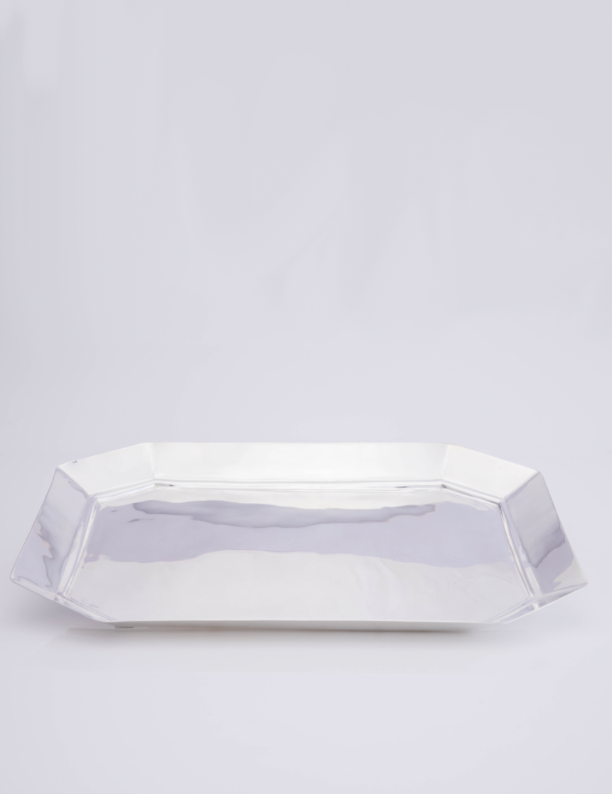 Hexagon Silver-Plated Serving Tray