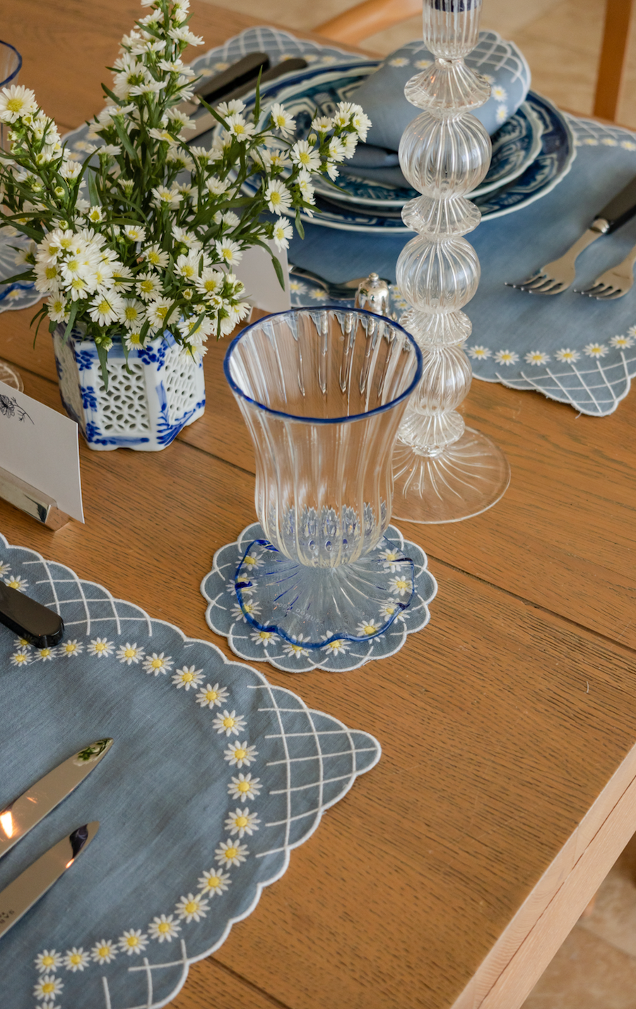Daisy Coaster in Blue, Set of 4