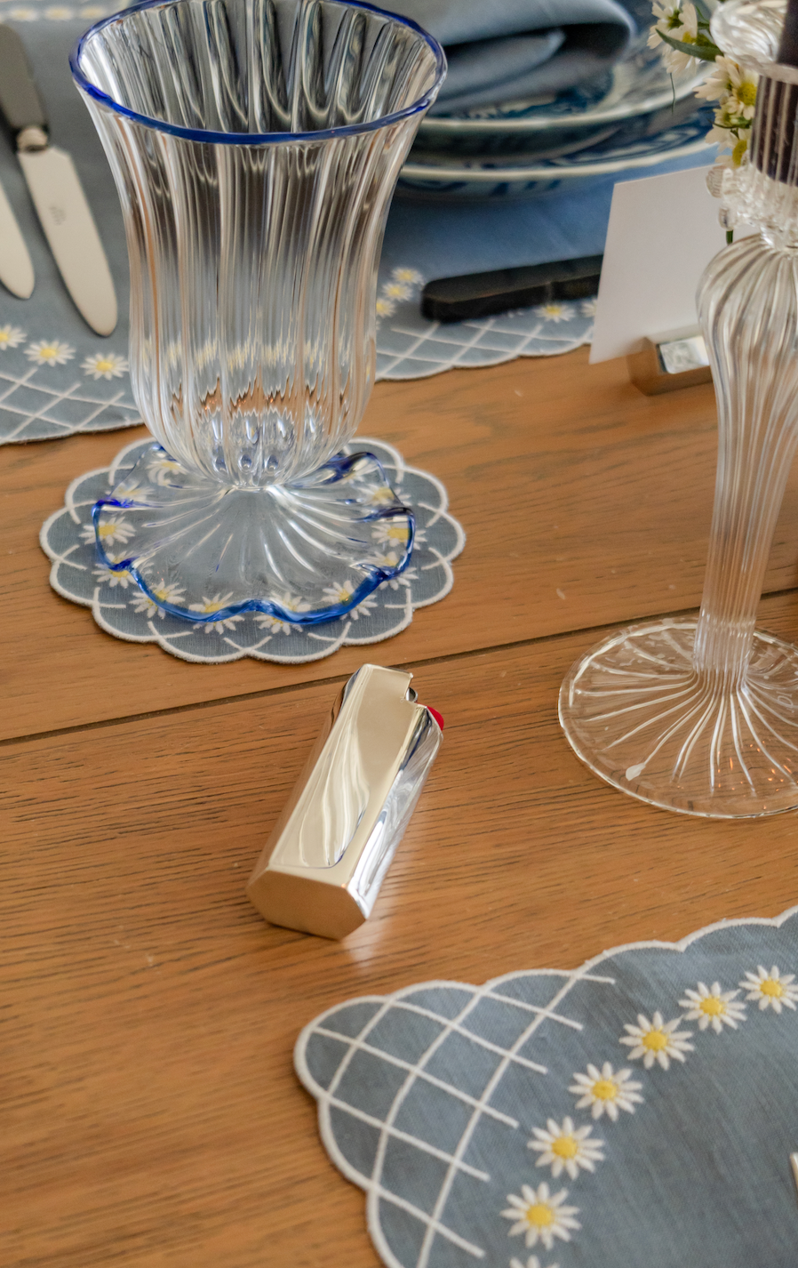 Daisy Coaster in Blue, Set of 4