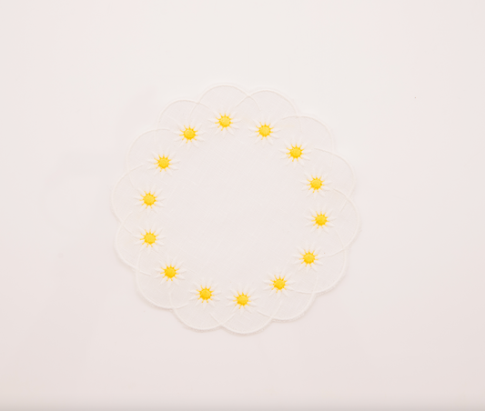 Daisy Coaster in White, Set of 4