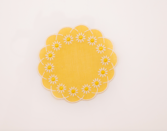 Daisy Coaster in Yellow, Set of 4