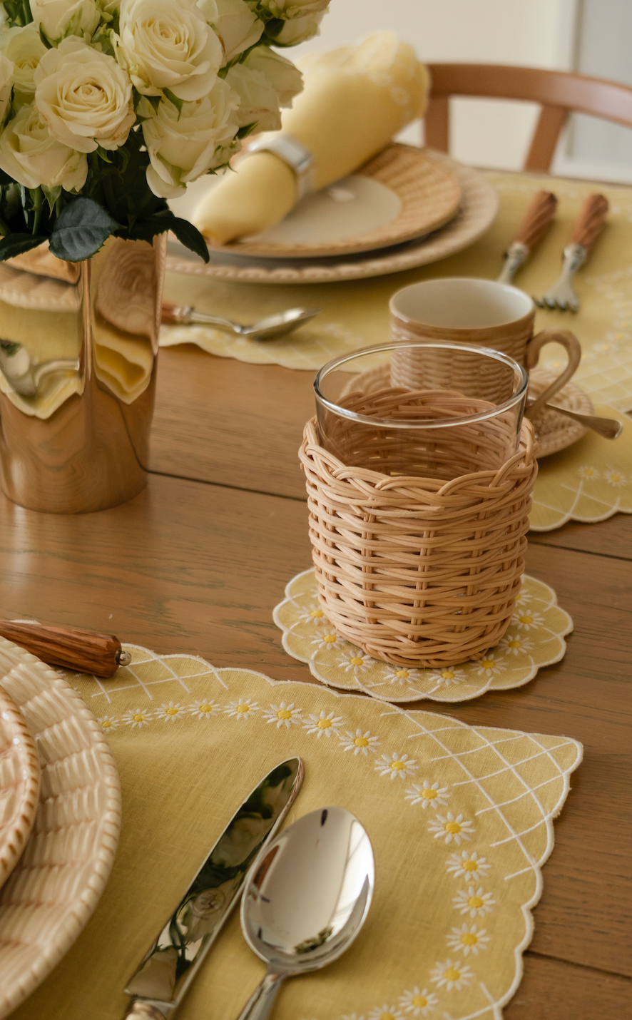 Daisy Coaster in Yellow, Set of 4