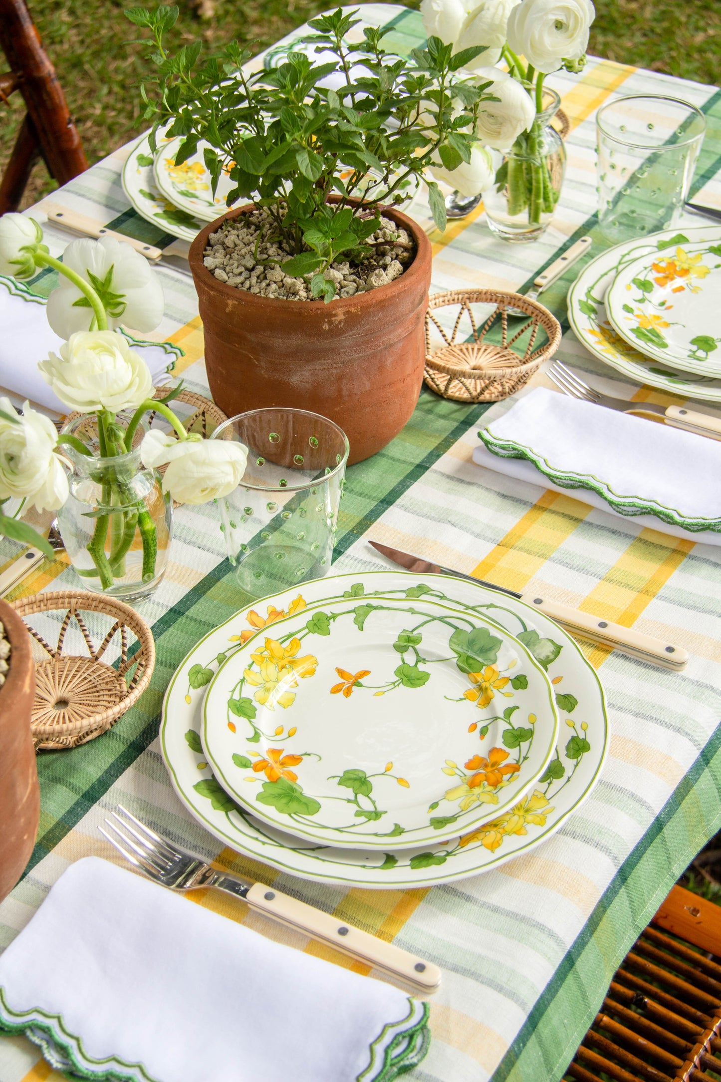 Multicolor Plaid Rectangular Tablecloth for 6