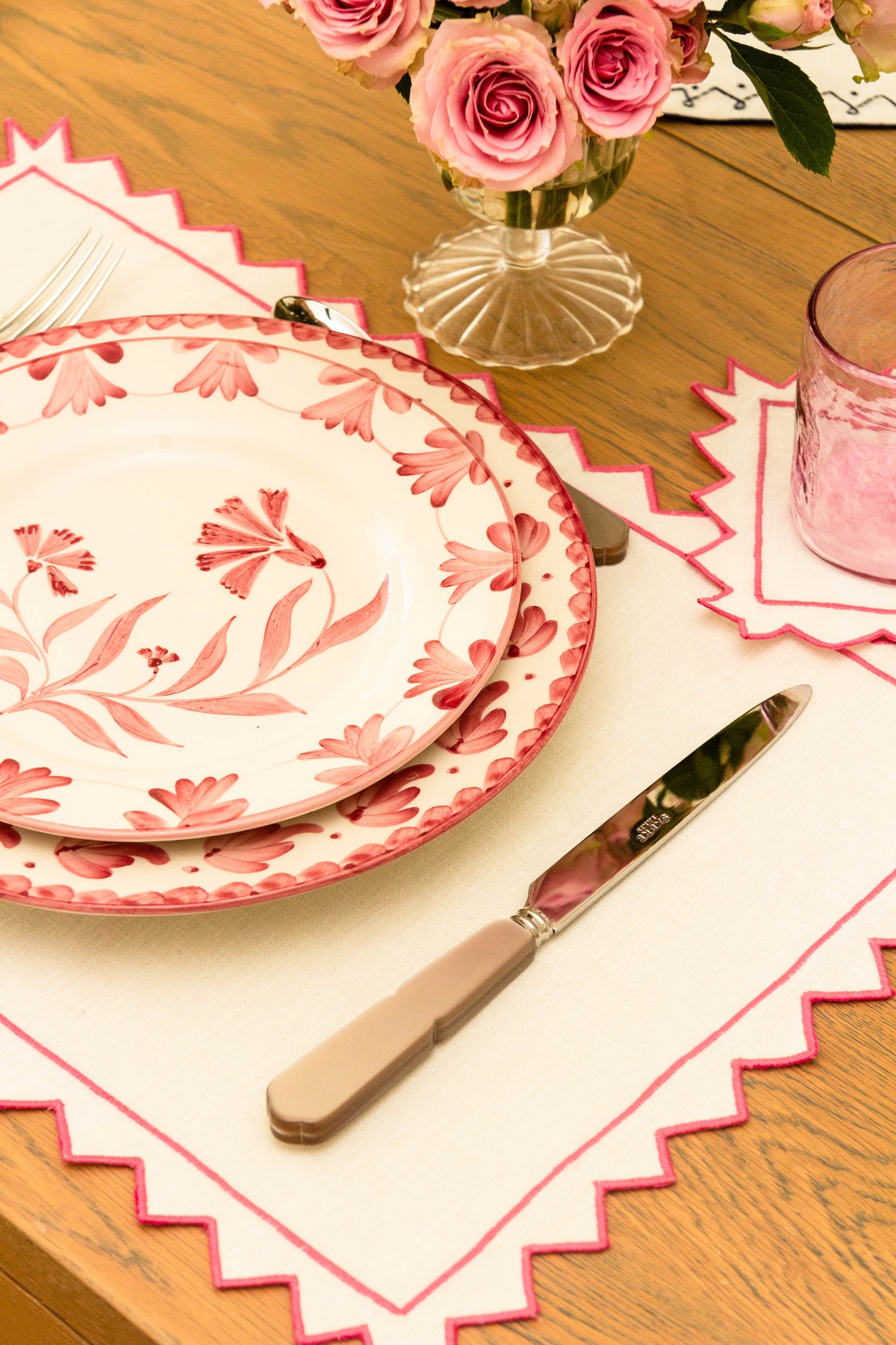 Set of 4 ZigZag Placemats in Pink