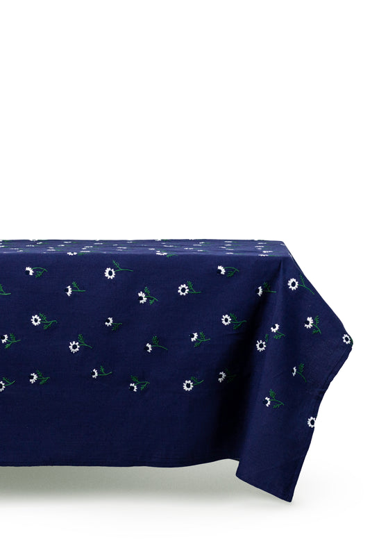Manzanilla Navy Rectangular Tablecloth for 6