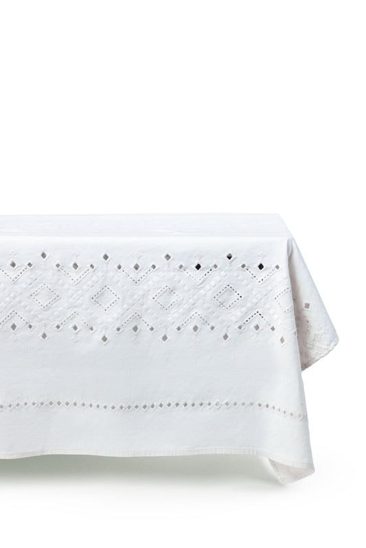Ojete White Rectangular Tablecloth for 10