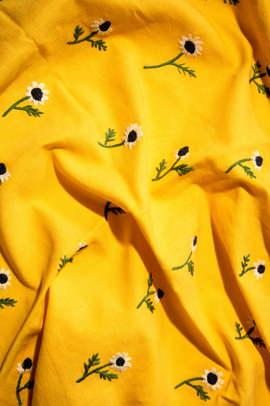 Manzanilla Embroidery Fabric in Mustard